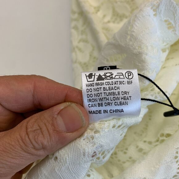 Patty Boutik Floral Lace See Through Cocktail Dress S Small Ivory Long Sleeve - Picture 9 of 11